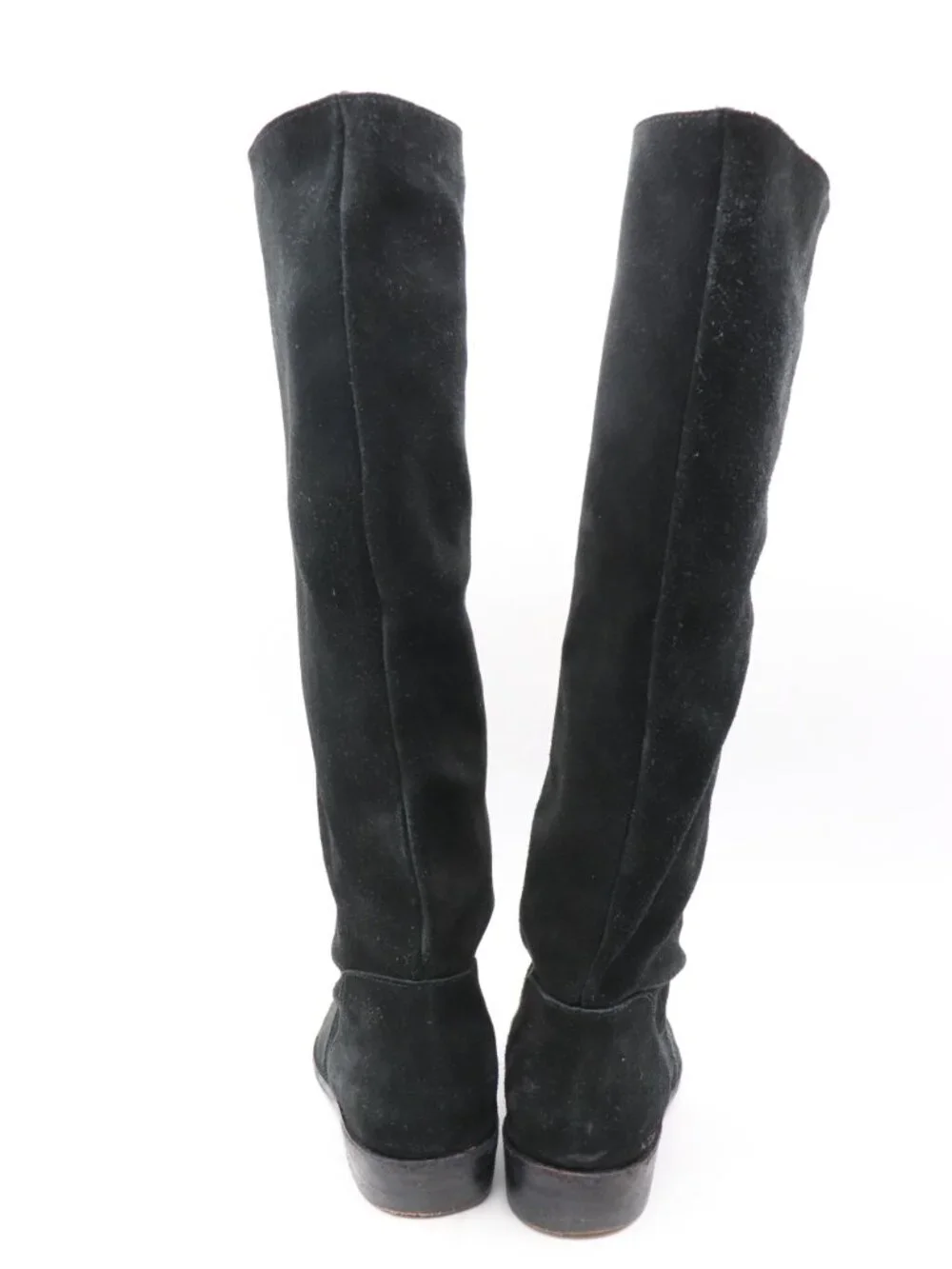 ANOUK Black Suede Leather Women’s Size 9 Knee Tall Side Zip Low Heel Boots